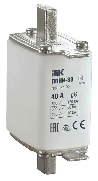 Вставка плавкая ППНИ-33 40А габарит 00 IEK DPP10-040 