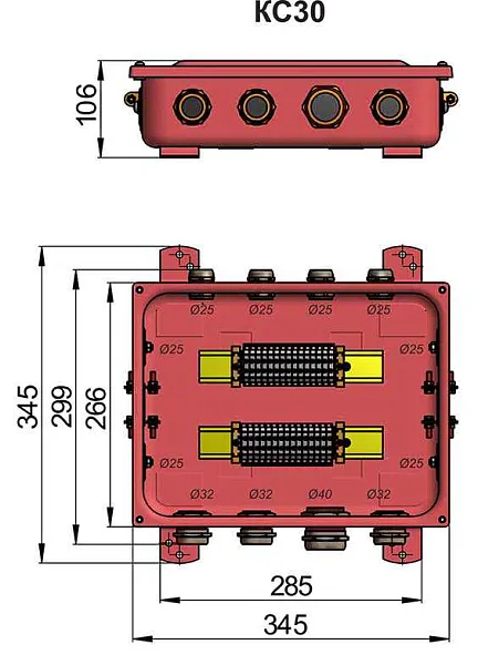 Коробка соединительная КС-30 УХЛ1,5  IP65 металлические заглушки ГОФРОМАТИК 