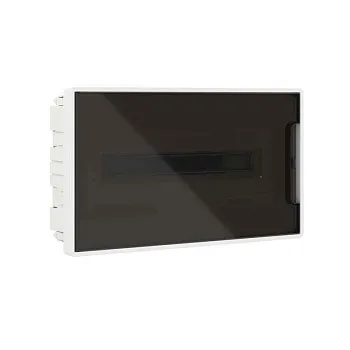 Щиток встраиваемый FRAME 18мод с тонированной дверцей с 2 шинами PEN на 8 и 10 отверст. бел. DKC F18B1WD