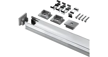 Профиль NPR-02-SET накладной с рассеив.16,5x11,9 мм  (2м профиль+2м рассеиватель+4 заглушки+крепежная клипса 4 шт+саморез 4 шт) Navigator 95327