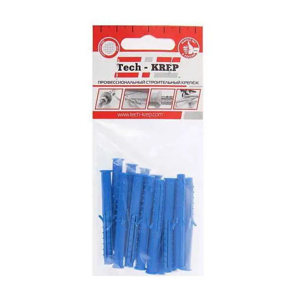 Дюбель распорный Чапай 6х60 шипы+усы полипропилен (уп.14шт) пакет Tech-Krep 111129 