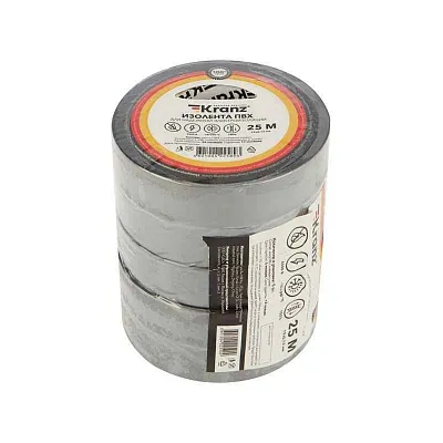 Изолента ПВХ 0.13х19мм 25м сер. Kranz KR-09-2208 