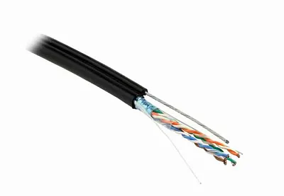 Кабель витая пара F/UTP кат.5E 4х2х24AWG solid PE Outdoor FUTP4-C5E-S24-OUT-PE-BK-500 черн. (м) Hyperline 49110