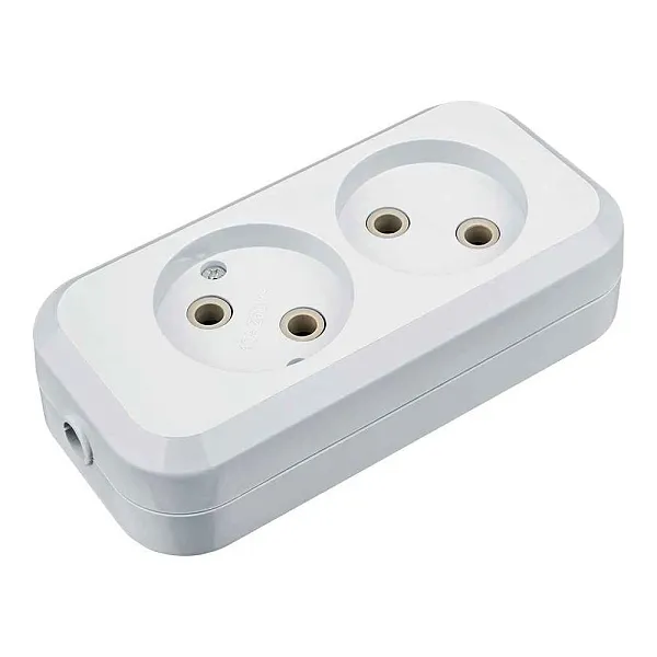 Колодка розеточная 2 гнезда с з/к АБС пластик, белая NCA-BL01-02-E-WH Navigator 61582