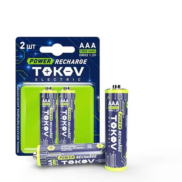 Аккумулятор AAA/HR03 1000мА.ч (блист.2шт) TOKOV ELECTRIC TKE-NMA-HR03/B2 