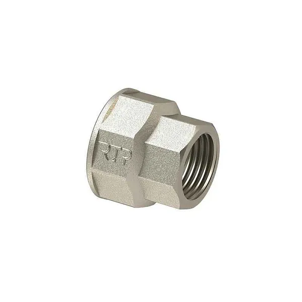 Муфта переходная латунь внутр. резьба 1/2х3/8дюйм никель (инд. упак.) RTP 34902 