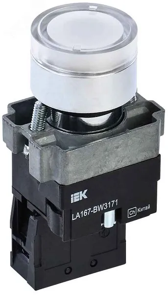Кнопка LA167-BW3171 RC 1з с подсветкой белая. (ИЭК)