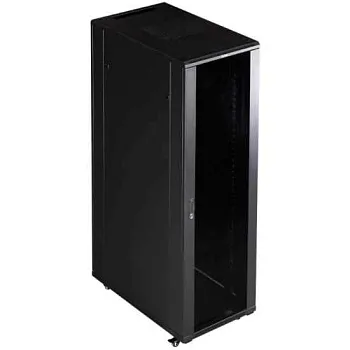 Шкаф 19" Business, 42U 800x800, черный, передняя дверь стекло, задняя дверь распашная металл