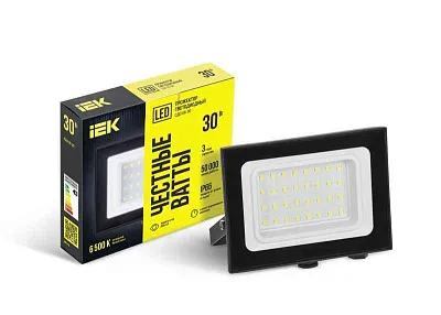 Прожектор светодиодный СДО 06-30 6500К IP65 черн. IEK LPDO601-30-65-K02