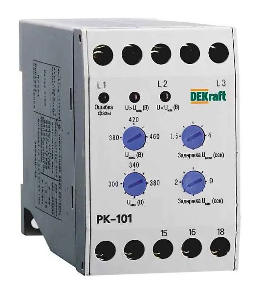 Реле контроля фаз РК-101 380В тип 01 DEKraft 23300DEK 