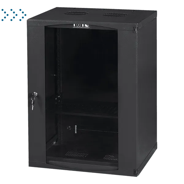 Шкаф настенный Next, 15U 550x600, стеклянная дверь, черный 