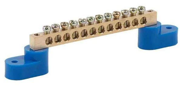 Шина N "ноль" на двух угловых изоляторах ШНИ-8х12-12-У2 NO-222-69 син. Эра Б0033448 