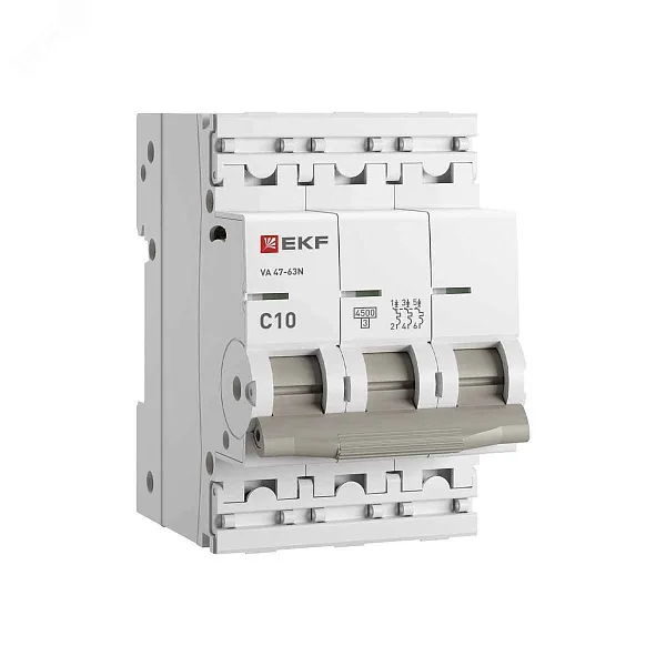 Автомат  3п 10А (C) (ВА 47-63N) 4,5kA EKF PROxima 