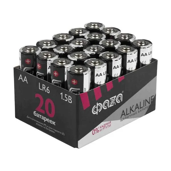 Элемент питания алкалиновый AA/LR6 1.5В Alkaline Pack-20 (уп.20шт) ФАZА 5028098 