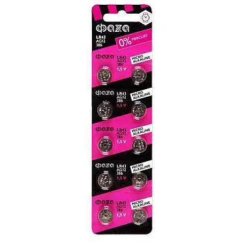 Элемент питания алкалиновый "таблетка" LR43/LR1142/AG12/G12 1.5В BL-10 (уп.10шт) ФАZА 5002791