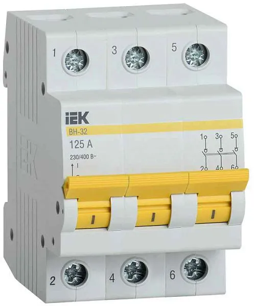 Выключатель нагрузки (мини-рубильник) 3п 125А ВН-32 KARAT IEK MNV10-3-125 