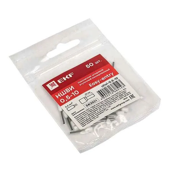 Наконечник штыревой втулочный НШвИ 0.5-10 (уп.50шт) PROxima EKF nhvi-0.5-10 