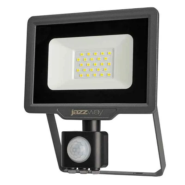Прожектор светодиодный PFL-C3 SENSOR 20Вт 6500К IP65 ДО закален. прозр. стекло датчик движения инфракрасный Pro JazzWay 5026926A
