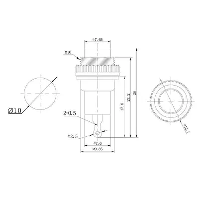 Выключатель-кнопка металл 220В 2А (2с) OFF-(ON) d10.2 красн. Mini (RWD-213) Rexant 36-3331 