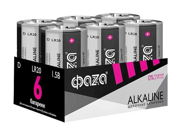 Элемент питания алкалиновый D/LR20 1.5В Alkaline Pack-6 (уп.6шт) ФАZА 5030633 